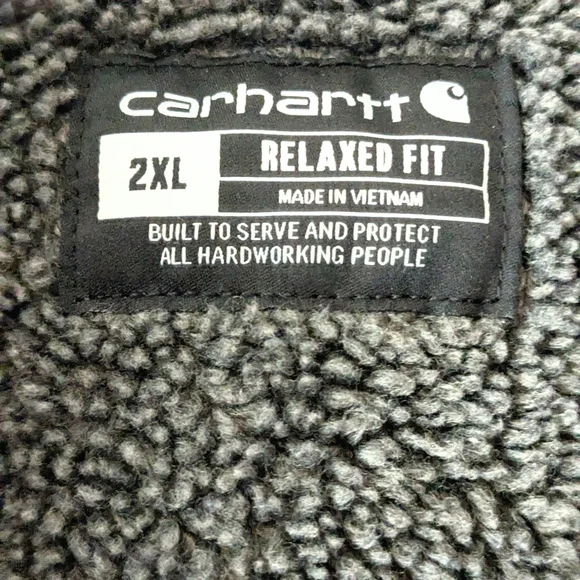 Carhartt Sherpa-Lined Zip Sweatshirt Jacket 2X Rain Defender Charcoal - Picture 3 of 6